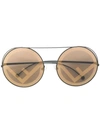 Fendi 53mm Lenticular Round Sunglasses - Black/ Gold In 09qeb Brown