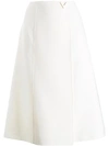 Valentino A-line Logo Skirt In White