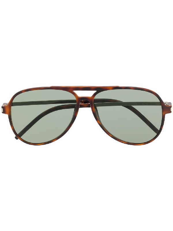 Saint Laurent Eyewear Aviator Frame Sunglasses - Brown In 棕色 | ModeSens