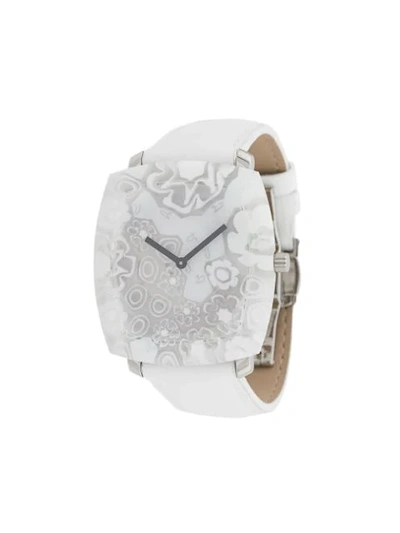 Yunik Flowers Tonneau Watch In White