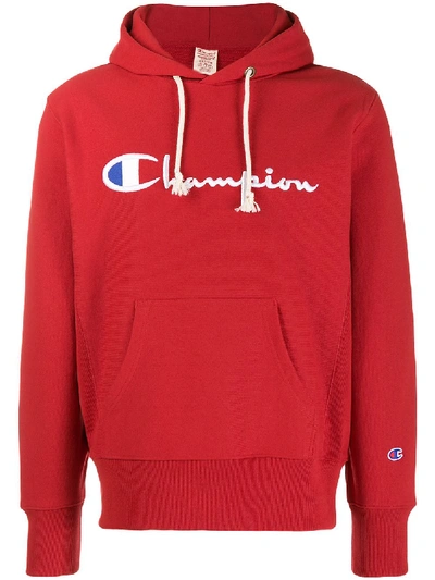 Champion Logo Print Hoodie - Red