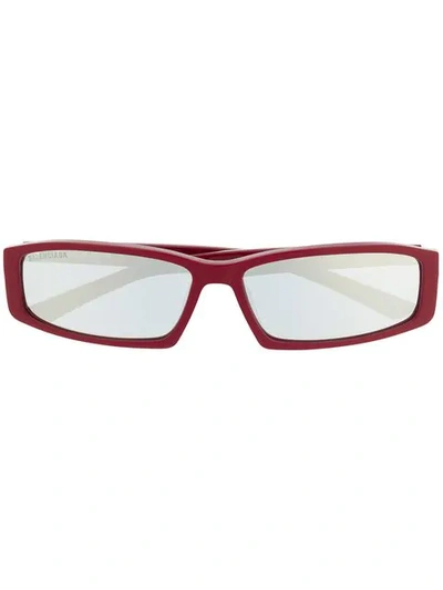 Balenciaga Rectangle Frame Sunglasses In Red