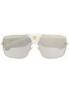 Versace Leather Logo Detail Sunglasses In White