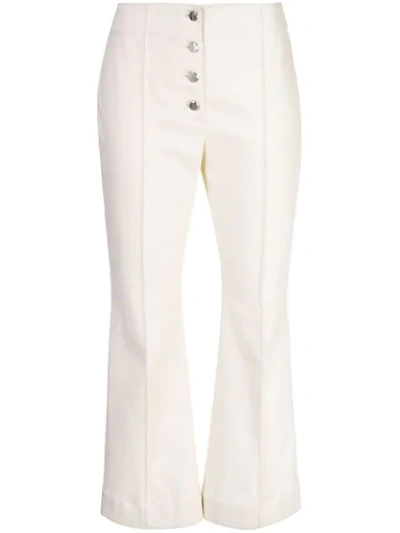 Rosetta Getty Cropped Flare Jeans In White