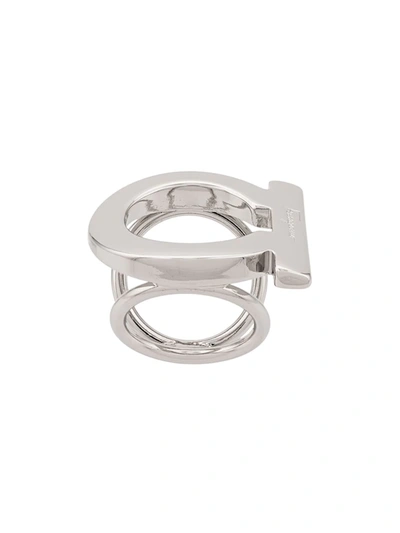 Ferragamo Logo Ring In Silver
