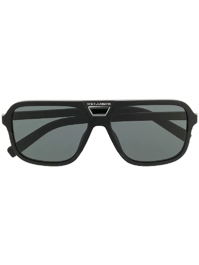 Dolce & Gabbana Aviator Frame Logo Sunglasses In Schwarz