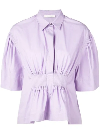Cedric Charlier Collared Blouse With Ruched Front In Purple