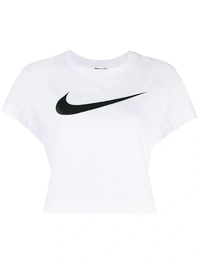 Nike Logo Printed Crop Top In White