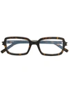 Saint Laurent Rectangular Frame Glasses In Brown