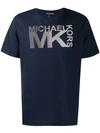 Michael Michael Kors Logo Print Crew Neck T-shirt In Blue