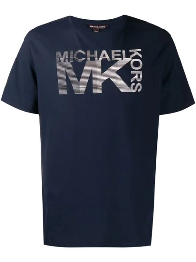 Michael Michael Kors Logo Print Crew Neck T-shirt In Blue