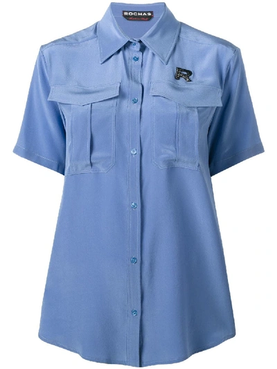 Rochas Short Sleeve Military Shirt In Blue