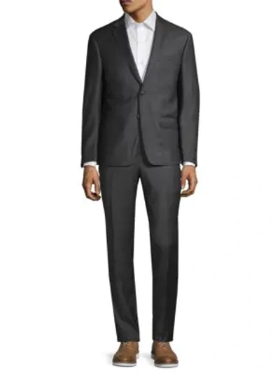 Calvin Klein Extra Slim-fit Check Wool Suit In Charcoal