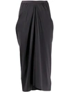 Rick Owens Draped Midi Skirt In Grey