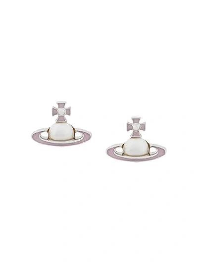 Vivienne Westwood Orb Stud Earrings In Silver ,pink