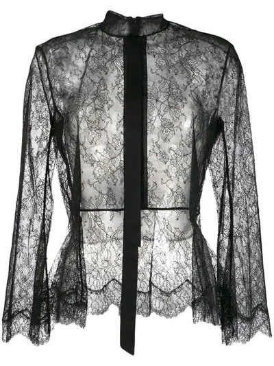 Olivier Theyskens Sheer Lace Blouse - Black