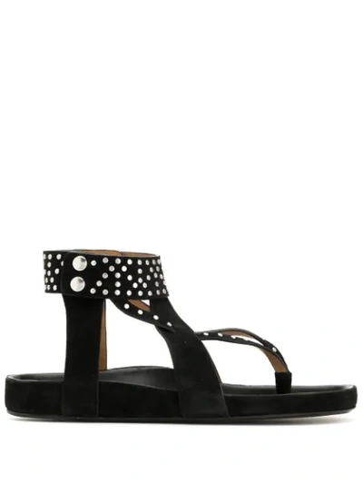 Isabel Marant Ellan Studded Suede Sandals In Black