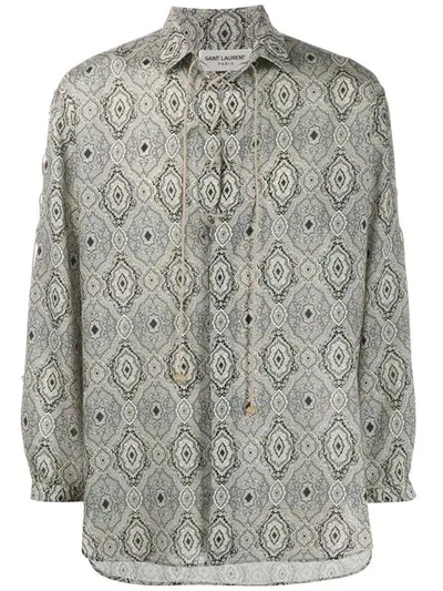 Saint Laurent Jacquard Print Shirt In Neutrals