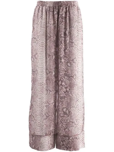 Gold Hawk Snakeskin Print Flared Trousers In Pink