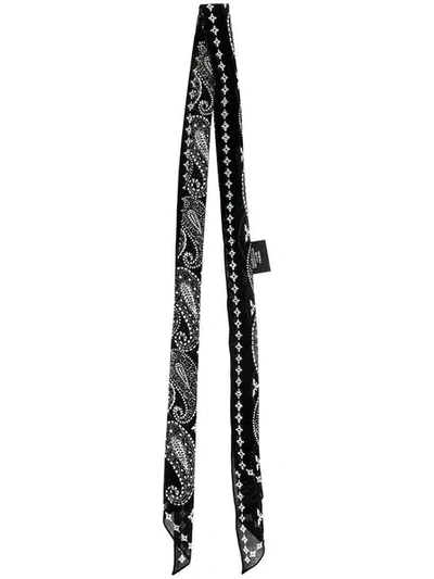 Saint Laurent Lavallière Tie With Paisley Print - 黑色 In Black