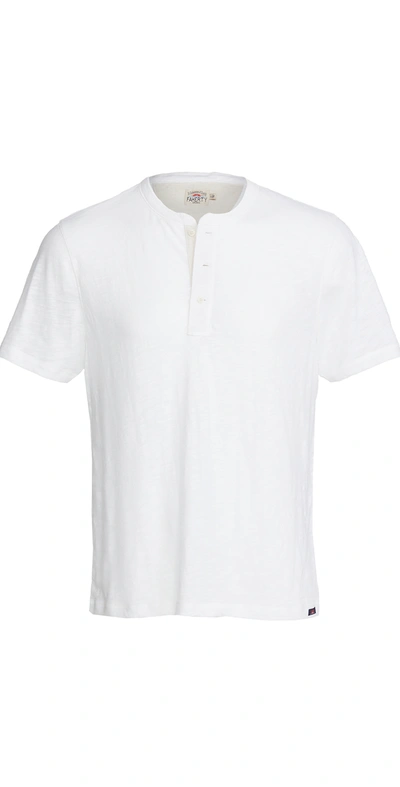 Faherty Organic Cotton Blend Heathered Textured Henley In White