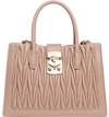 Miu Miu Confidential Matelasse Quilted Lambskin Leather Satchel - Beige In Cammeo