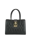 Miu Miu Confidential Matelasse Quilted Lambskin Leather Satchel - Black