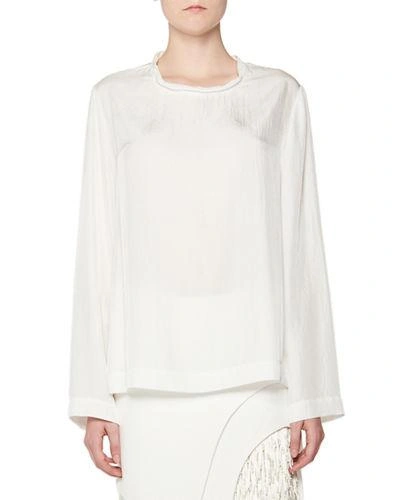 Tom Ford Twisted-neck Oversized Long-sleeve Tee In White