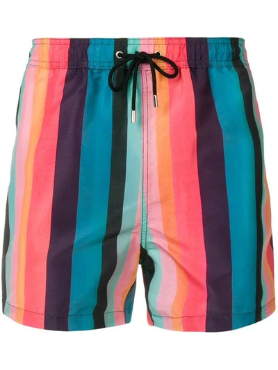 Paul Smith Multicolor Vertical-stripe Print Swim Shorts In Multicolour
