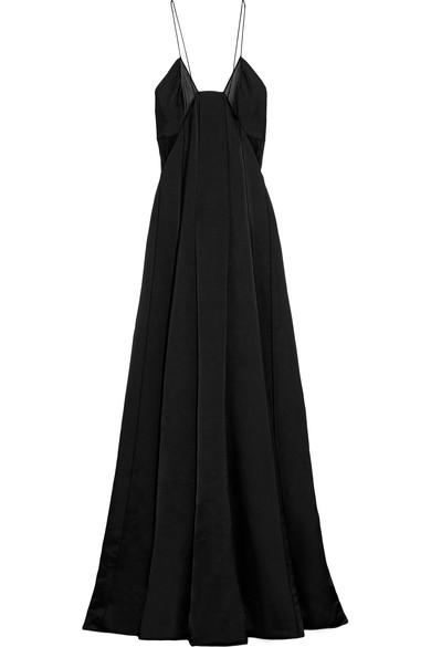 Calvin Klein Collection Chiffon-paneled Silk-blend Satin Gown | ModeSens