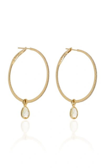 Nina Runsdorf Flip 18k Gold; Citrine And Diamond Hoop Earrings