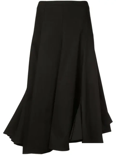 Tome Flared Midi Skirt - Black