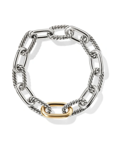 David Yurman Sterling Silver And 18kt Bonded Yellow Gold Detail Dy Madison Medium Bracelet In Silver/gold