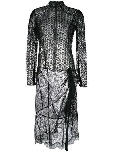 Olivier Theyskens Sheer Lace Dress - Black