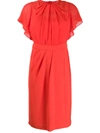 Max Mara Studio Flutter Sleeve Dress - Red