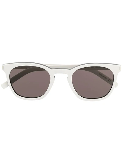 Saint Laurent Eyewear Sonnenbrille Mit Breitem Gestell - Weiss