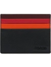 Prada Stripe Saffiano Cardholder In Black,red,orange