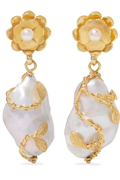 Of Rare Origin Hedera Gold Vermeil Pearl Earrings