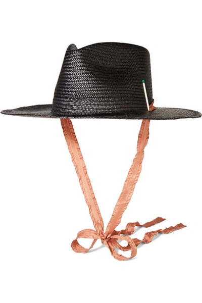 Nick Fouquet + Brock Collection Nick 1 Embellished Straw Fedora In Black