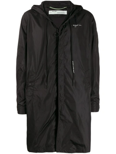 Off-white Lightweight Hooded Rain Coat In Black