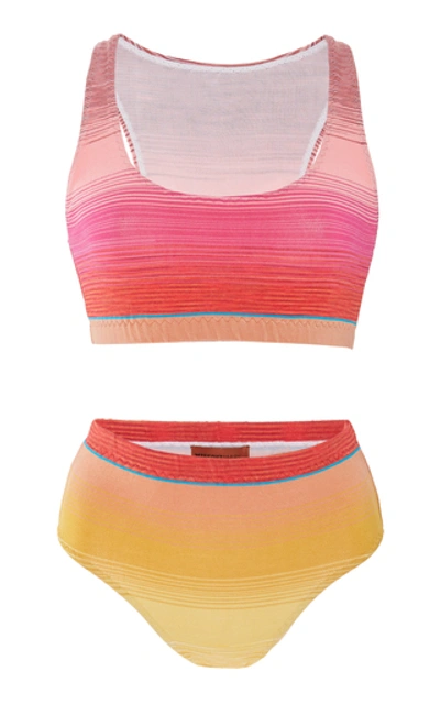 Missoni Striped Bikini Set In Pink