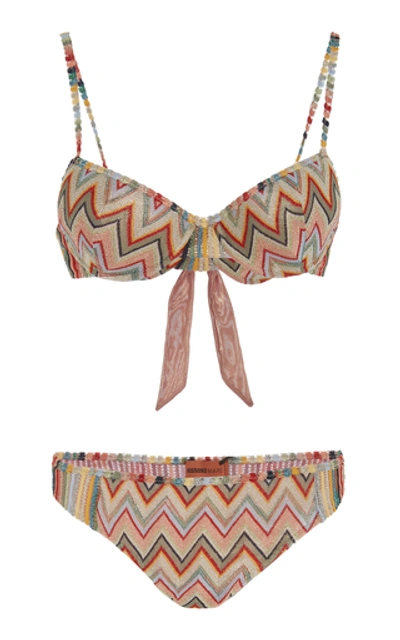 Missoni Printed Bikini Set In Brown