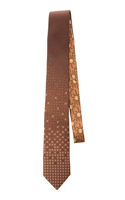 Prada Bean-print Silk Tie In Orange