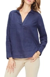 Nydj Linen Popover Top In Peacoat