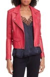 Iro 'ashville' Lambskin Leather Moto Jacket In Fuchsia