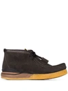 Visvim Beuys Trekker Folk Leather-trimmed Suede Boots In Black