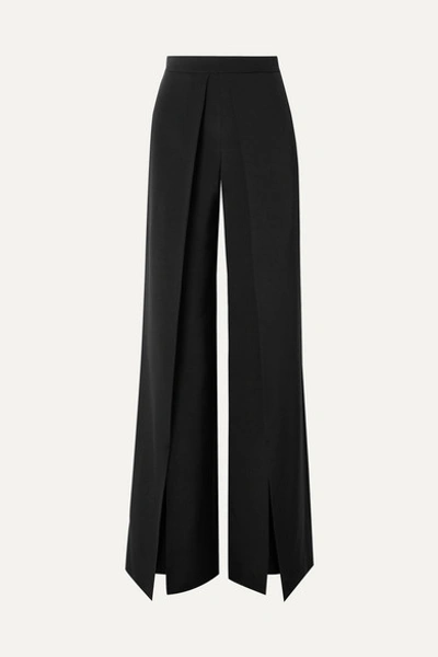Cushnie Pleated Silk-crepe Wide-leg Pants In Black