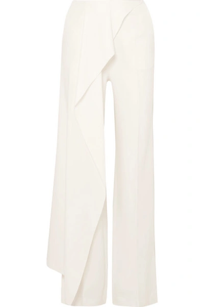 Roland Mouret Draped Crepe Wide-leg Pants In White