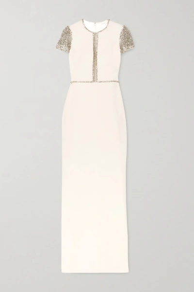 Jenny Packham Cosmo Embellished Tulle And Cady Gown In Ivory