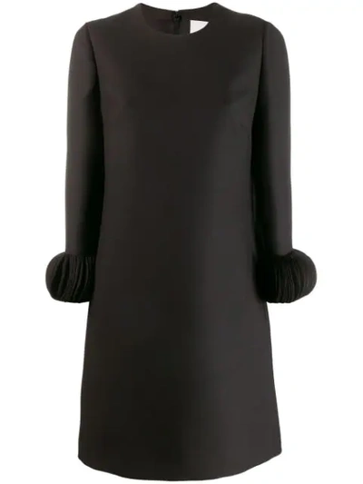 Valentino Silk Satin-trimmed Wool And Silk-blend Mini Dress In Black